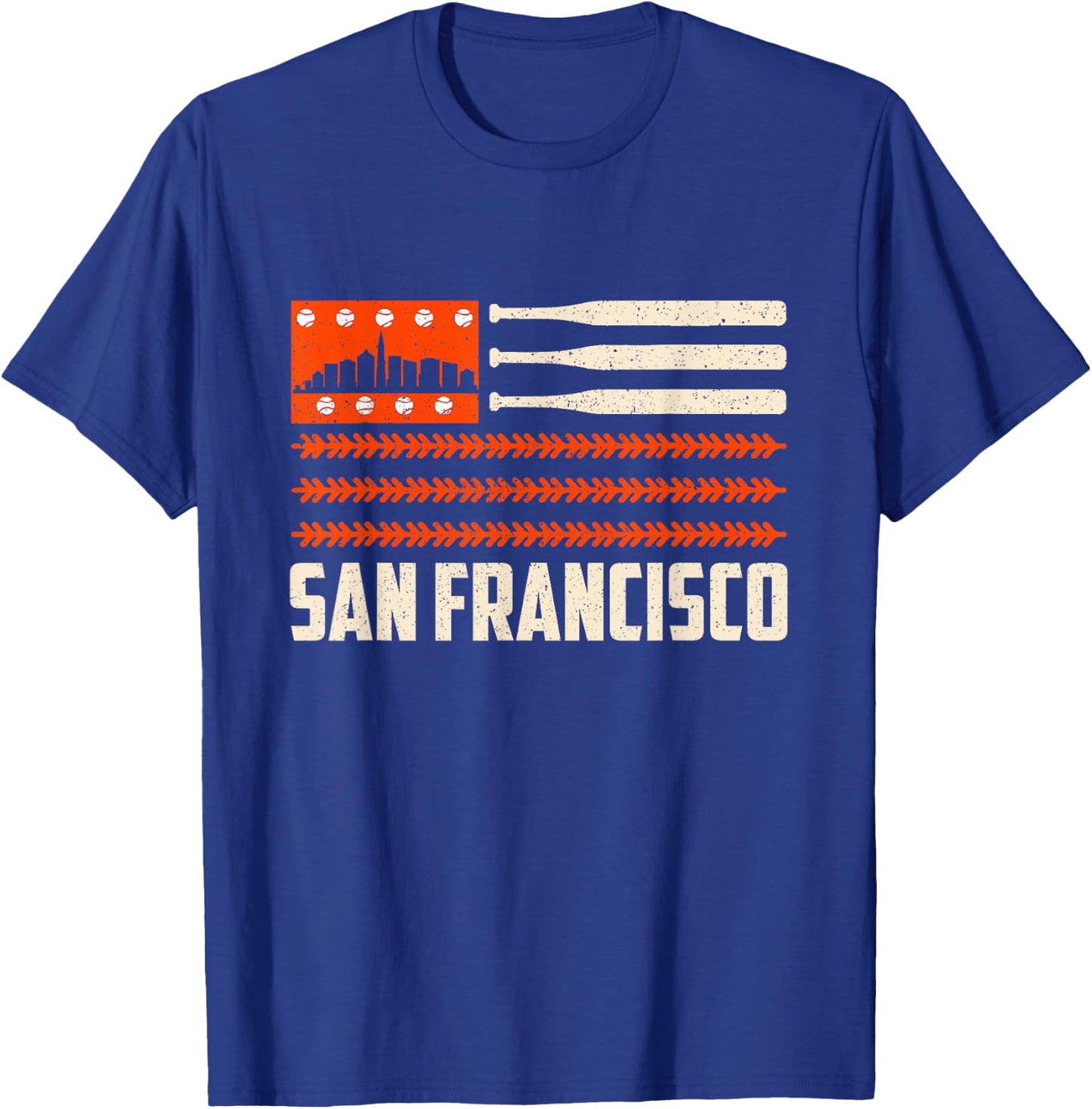 San Francisco Baseball Flag Patriotic Vintage T-Shirt - T-Shirt | Royal