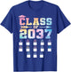 Class of 2037 Grow with Me Shirt Check box K-12 Girls Boys T-Shirt - T-Shirt | Royal