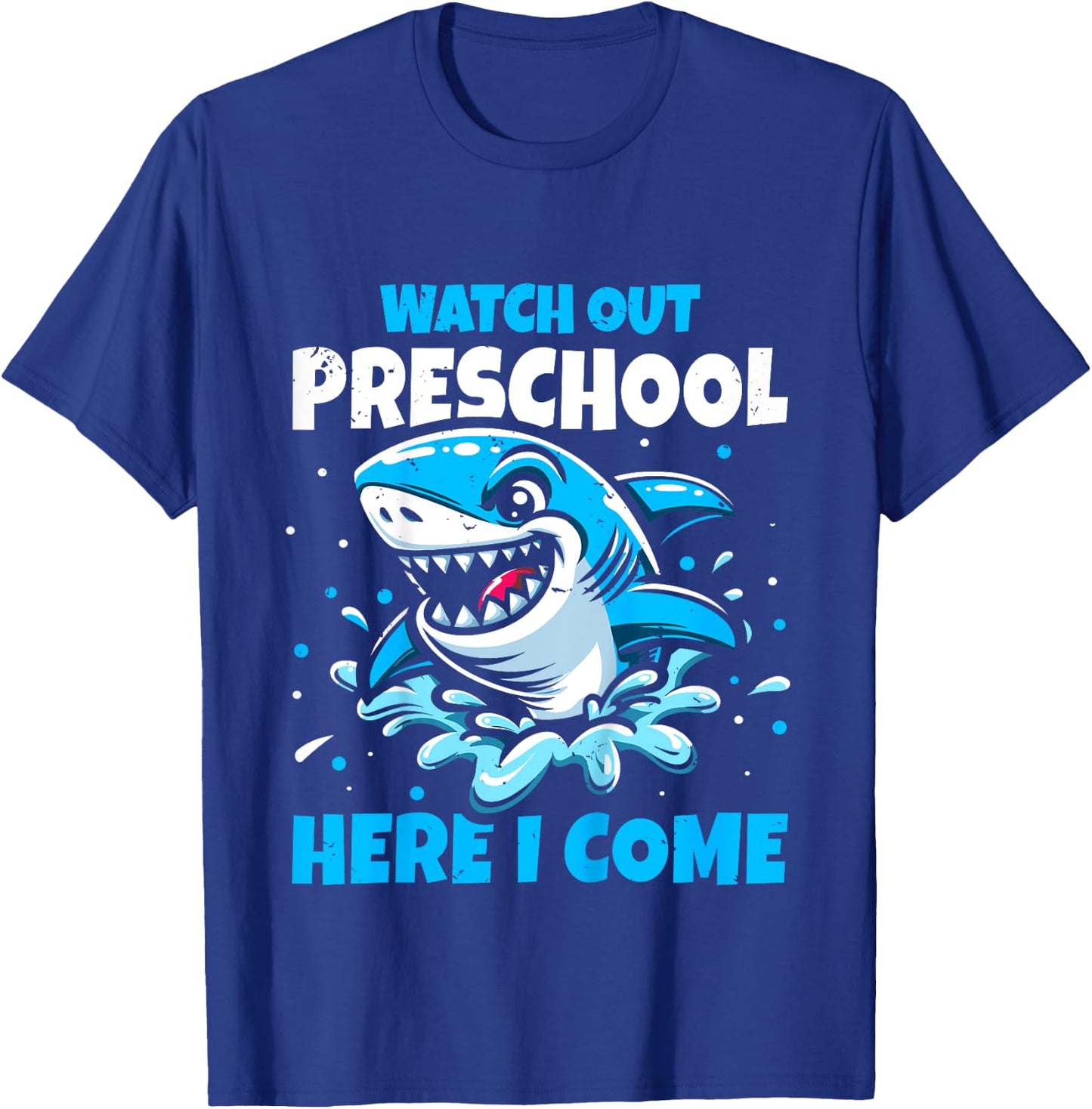 Kids Back To School Watch Out Preschool Here I Come Shark Boys T-Shirt - T-Shirt | Royal