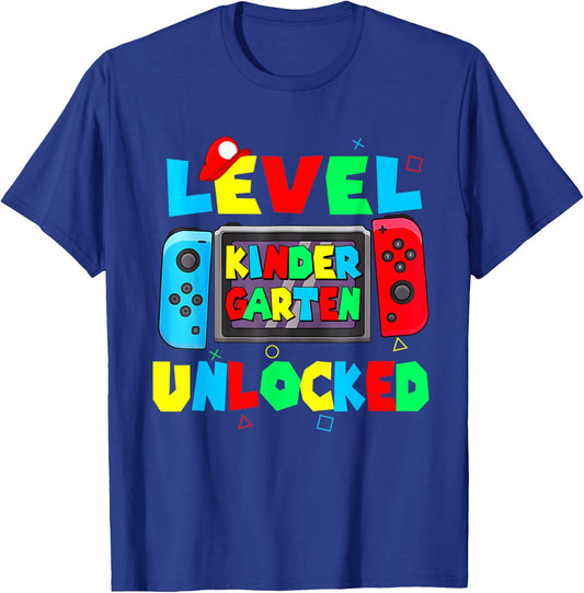 Level Kindergarten unlocked back to school video game Kinder T-Shirt - T-Shirt | Royal