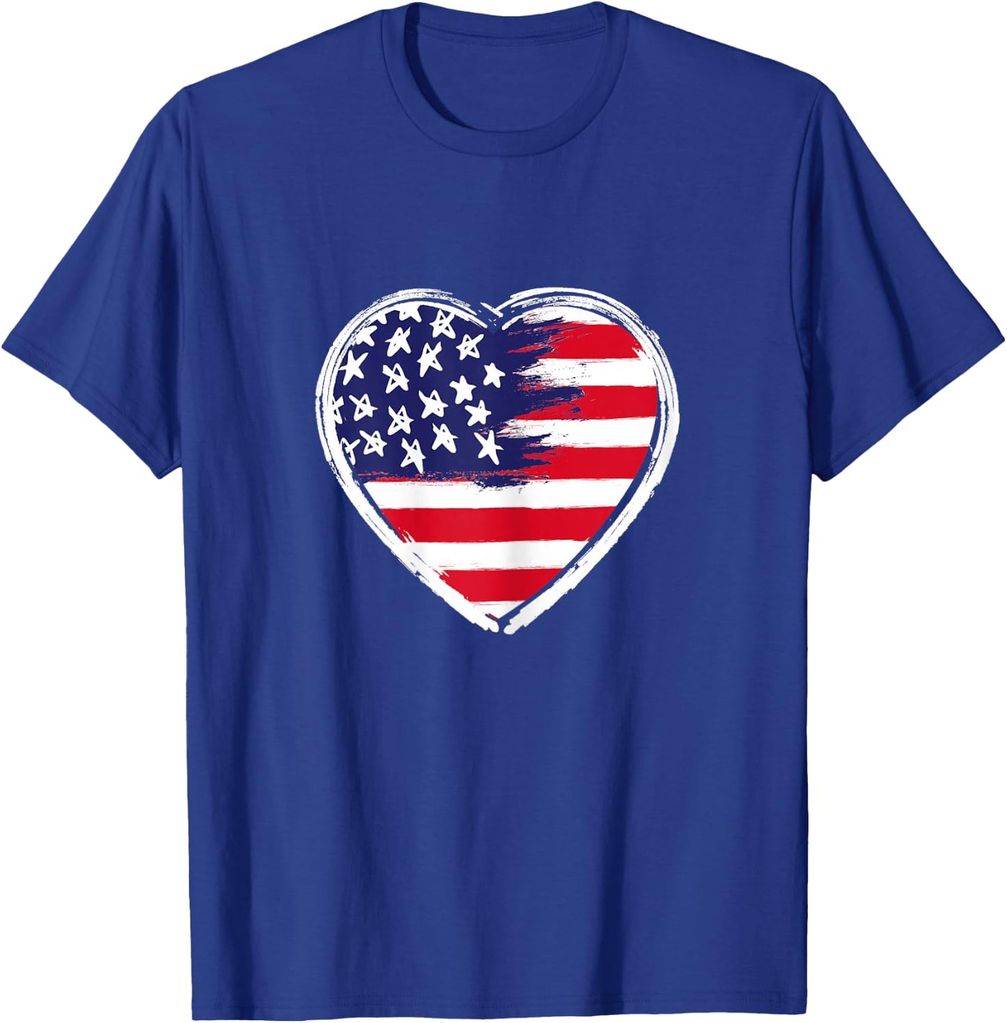 Heart US Flag 4th of July Patriotic American Stars Stripes T-Shirt - T-Shirt | Royal