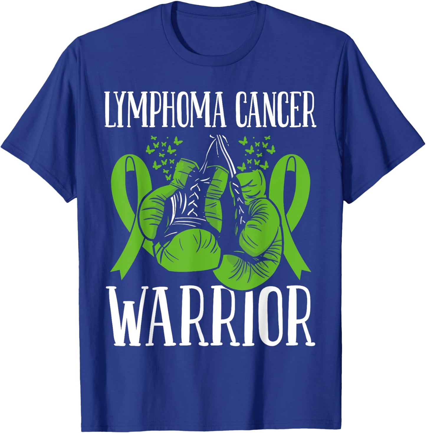Lymphoma Cancer Awareness Month Warrior Ribbon Boxing Gloves T-Shirt - T-Shirt | Royal
