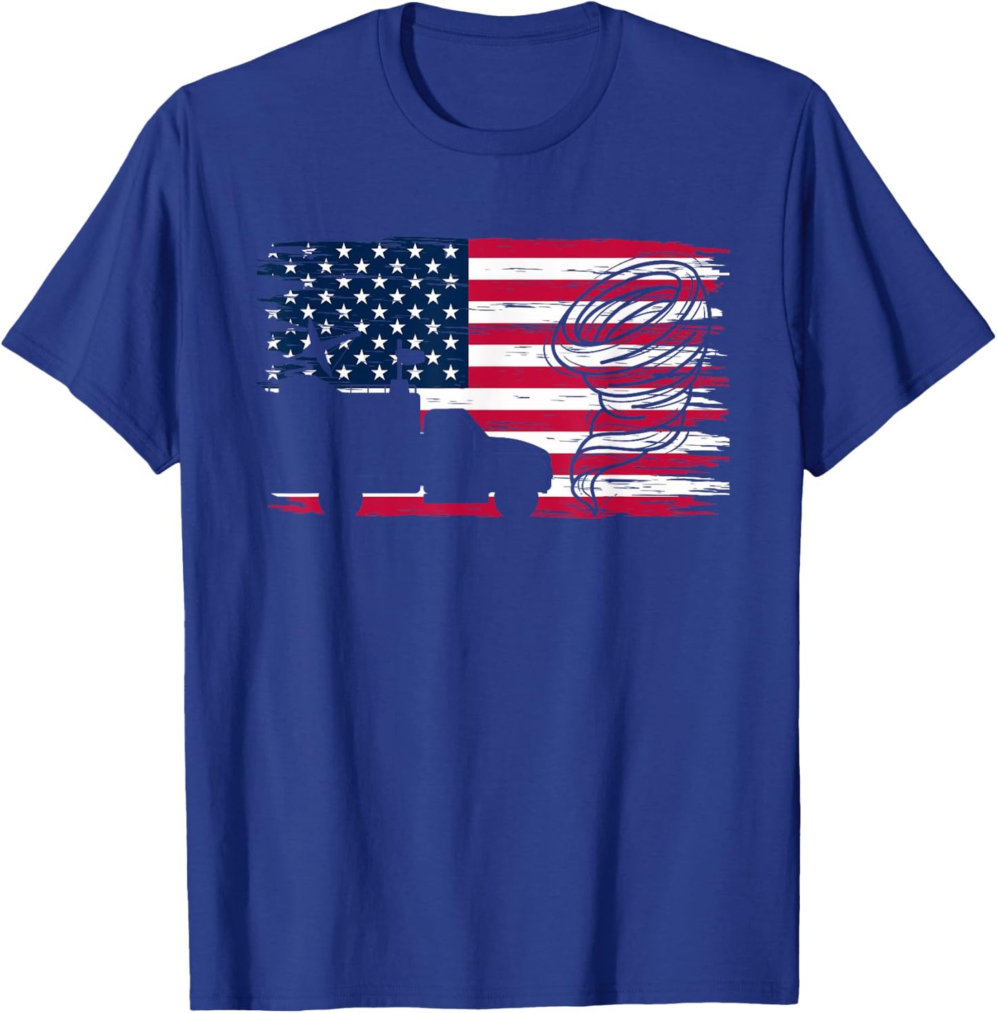 American Flag Storm Chaser Tornado Truck T-Shirt - T-Shirt | Royal