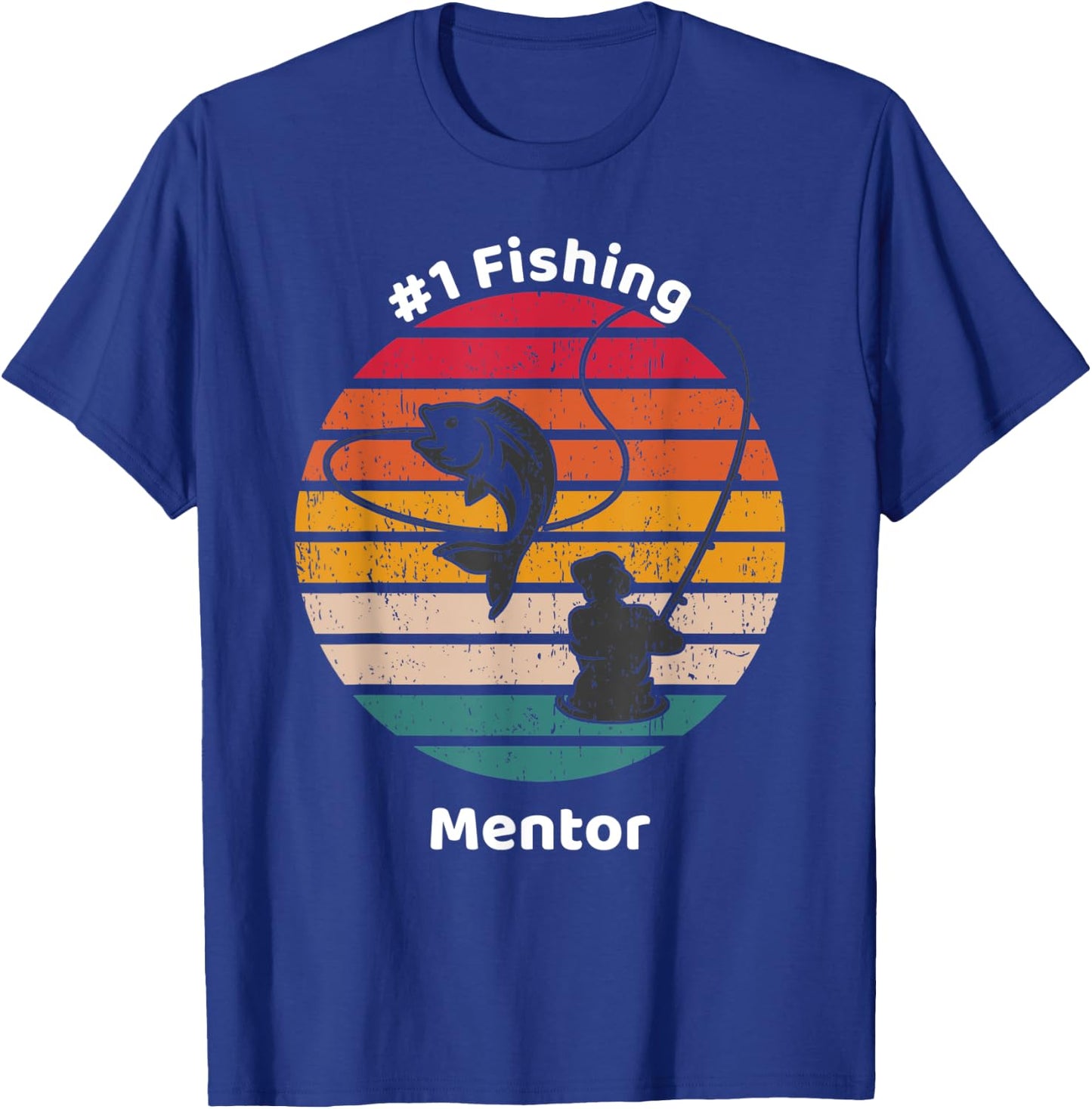 #1 Fishing Mentor Graphic Fisherman Fathers Day Gift T-Shirt - T-Shirt | Royal