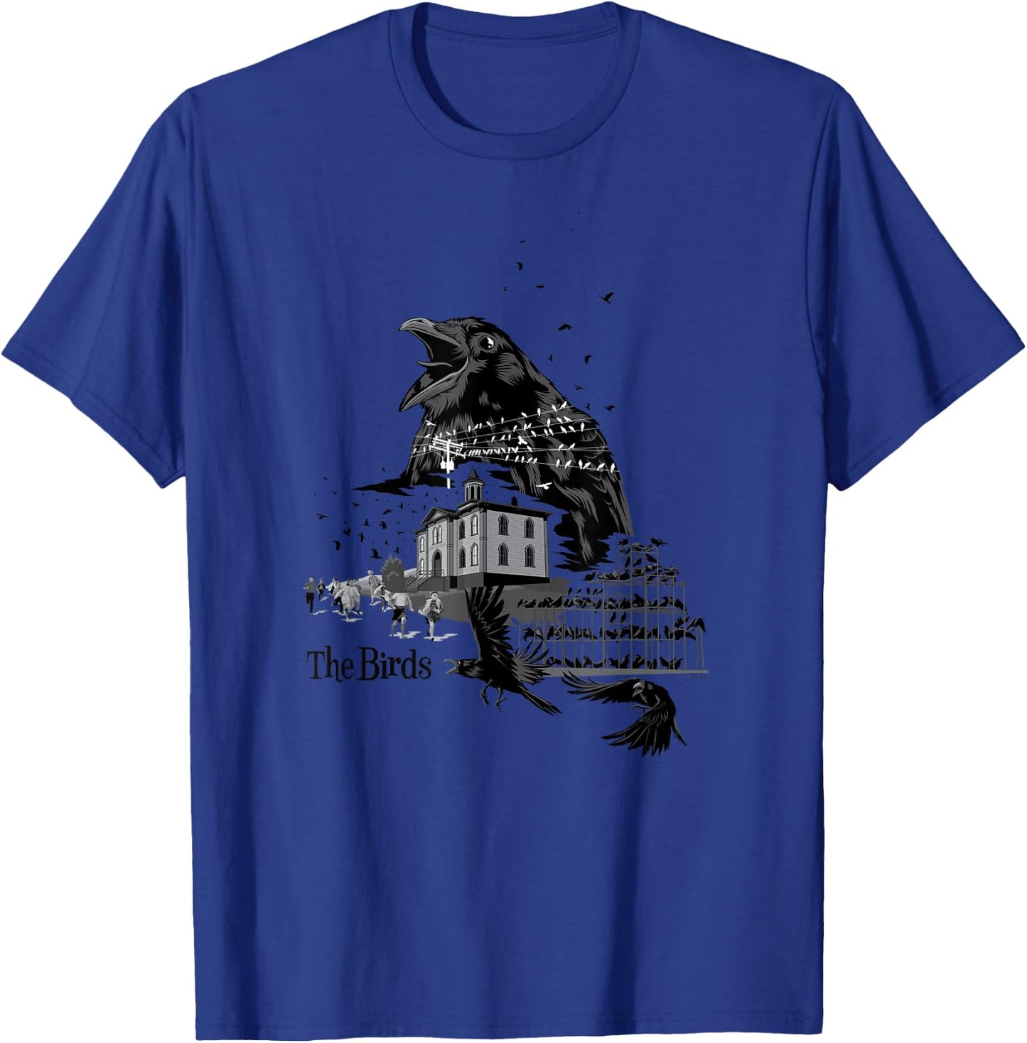 The Birds Alfred Hitchcock Collage T-Shirt - T-Shirt | Royal
