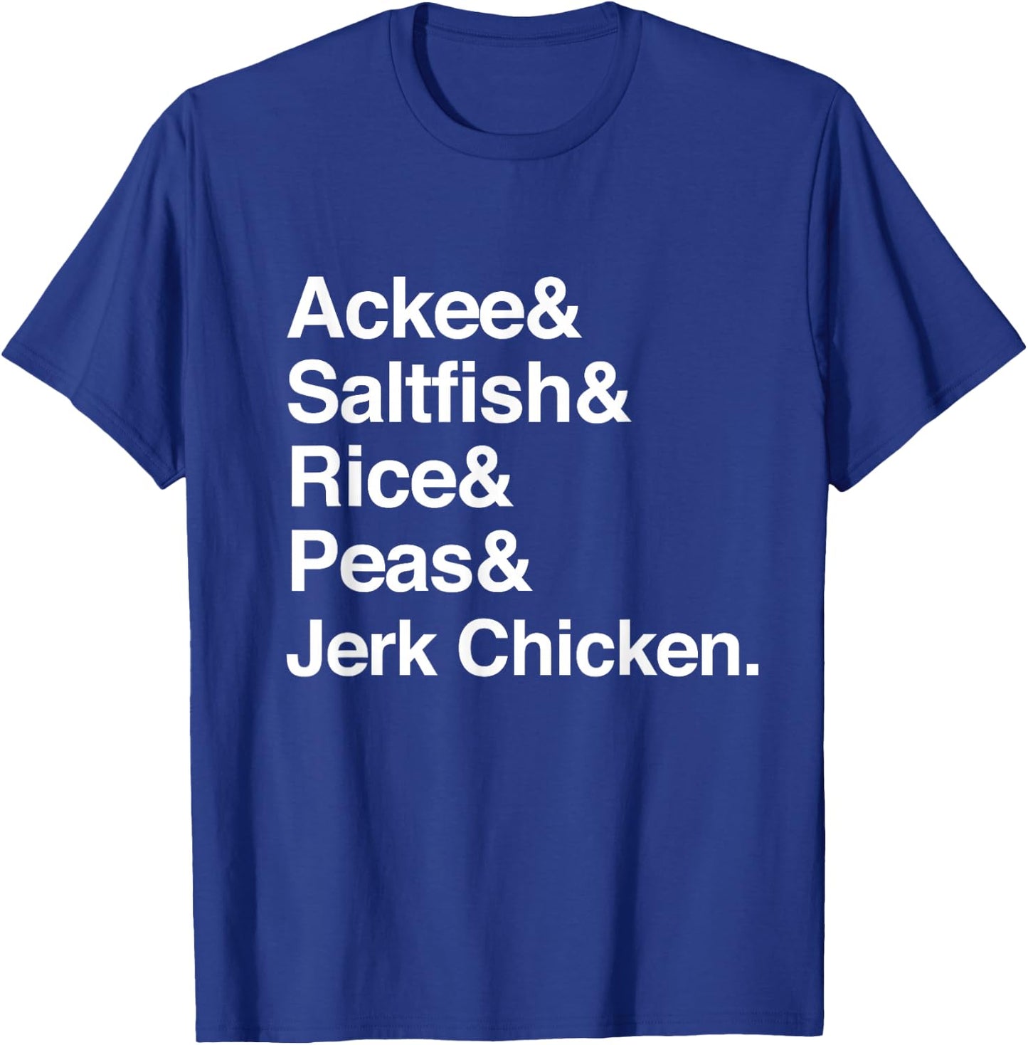 Jamaican Food Dish List - Jamaica Cuisine Helvetica T-Shirt - T-Shirt | Royal