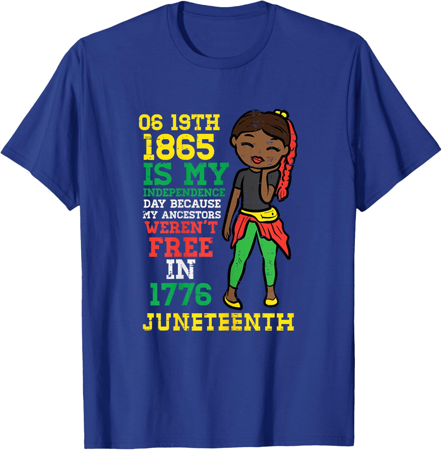 Juneteenth 1865 My Independence Day African Girls Kids Youth T-Shirt - T-Shirt | Royal