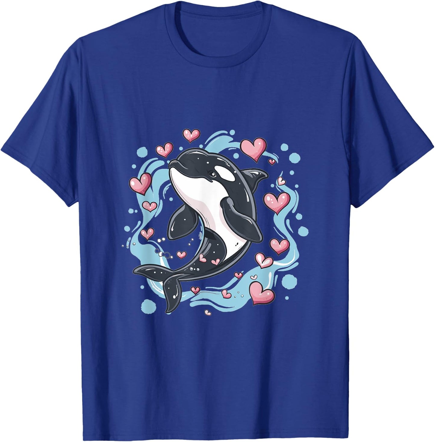 Orca Whale Hearts Graphic T-Shirt - T-Shirt | Royal