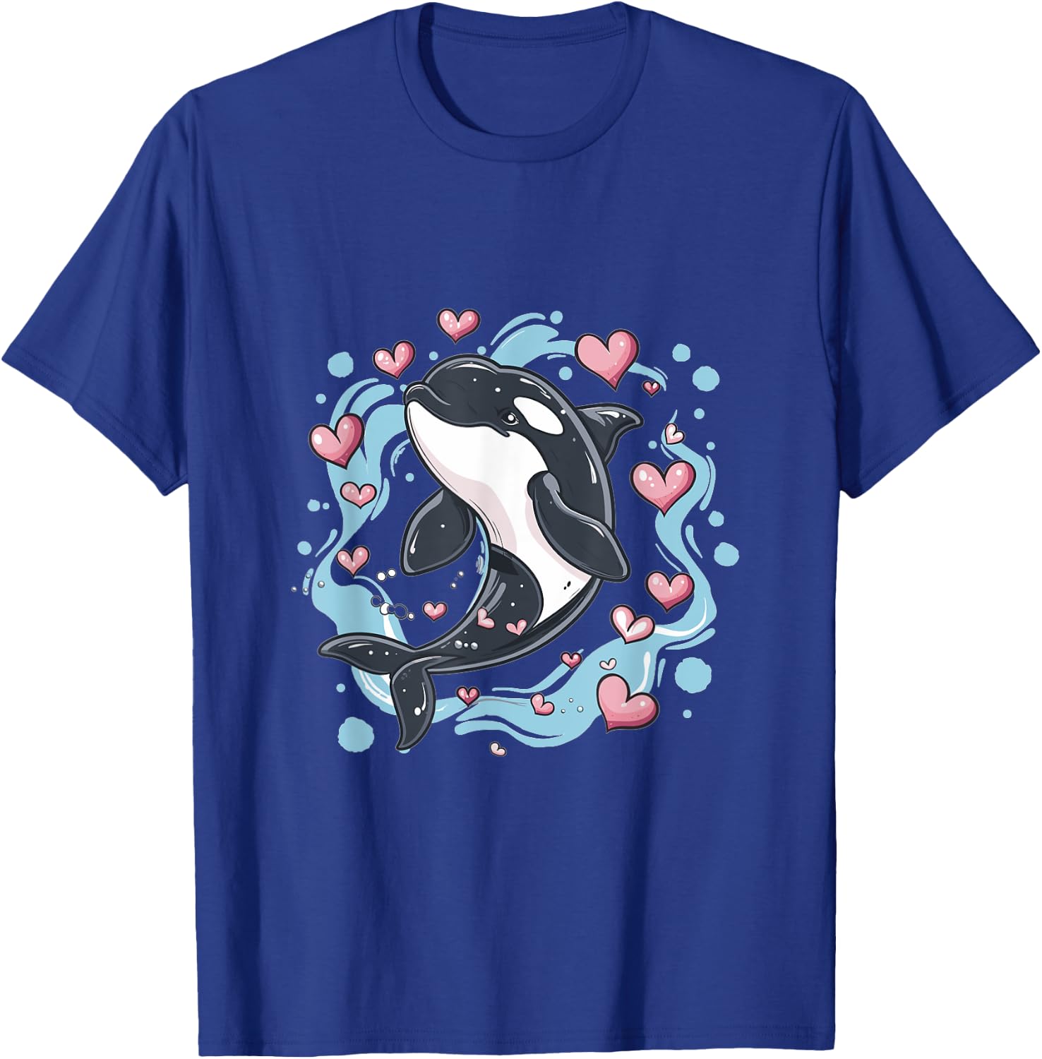 Orca Whale Hearts Graphic T-Shirt - T-Shirt | Royal