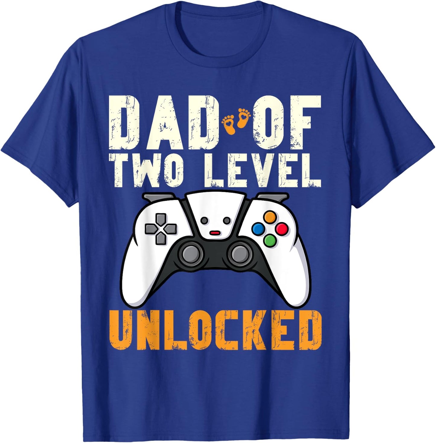 Daddy Again Leveled Up To Dad of 2 Gamer Dad Level Unlocked T-Shirt - T-Shirt | Royal