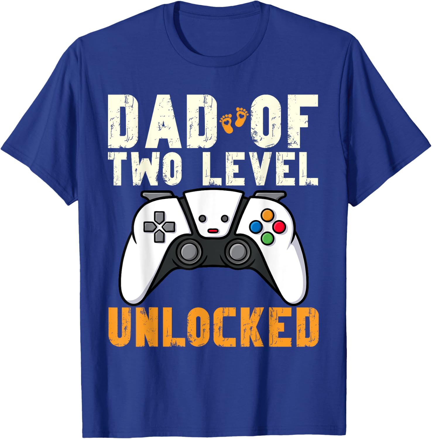 Daddy Again Leveled Up To Dad of 2 Gamer Dad Level Unlocked T-Shirt - T-Shirt | Royal