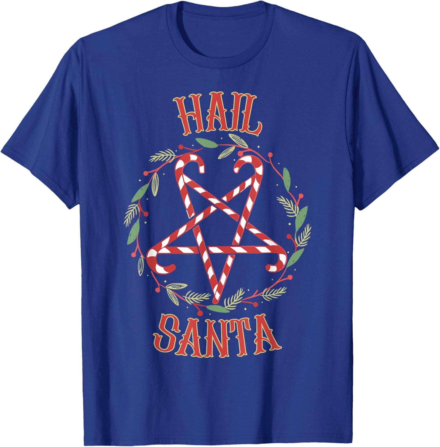 Hail Santa Funny Christmas Pajamas Heavy Metal Xmas Holiday T-Shirt - T-Shirt | Royal