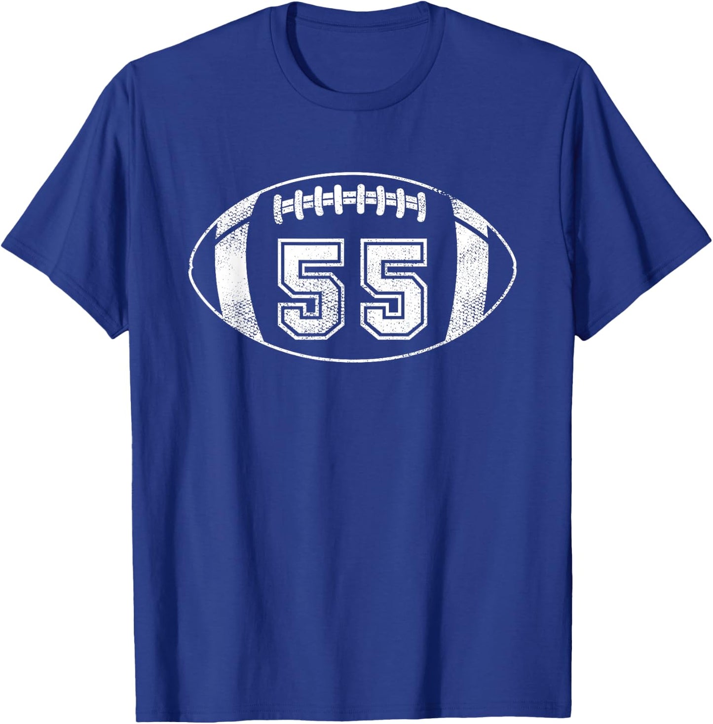 Football Player #55 Football Mom Dad Jersey 55 Varsity Team T-Shirt - T-Shirt | Royal