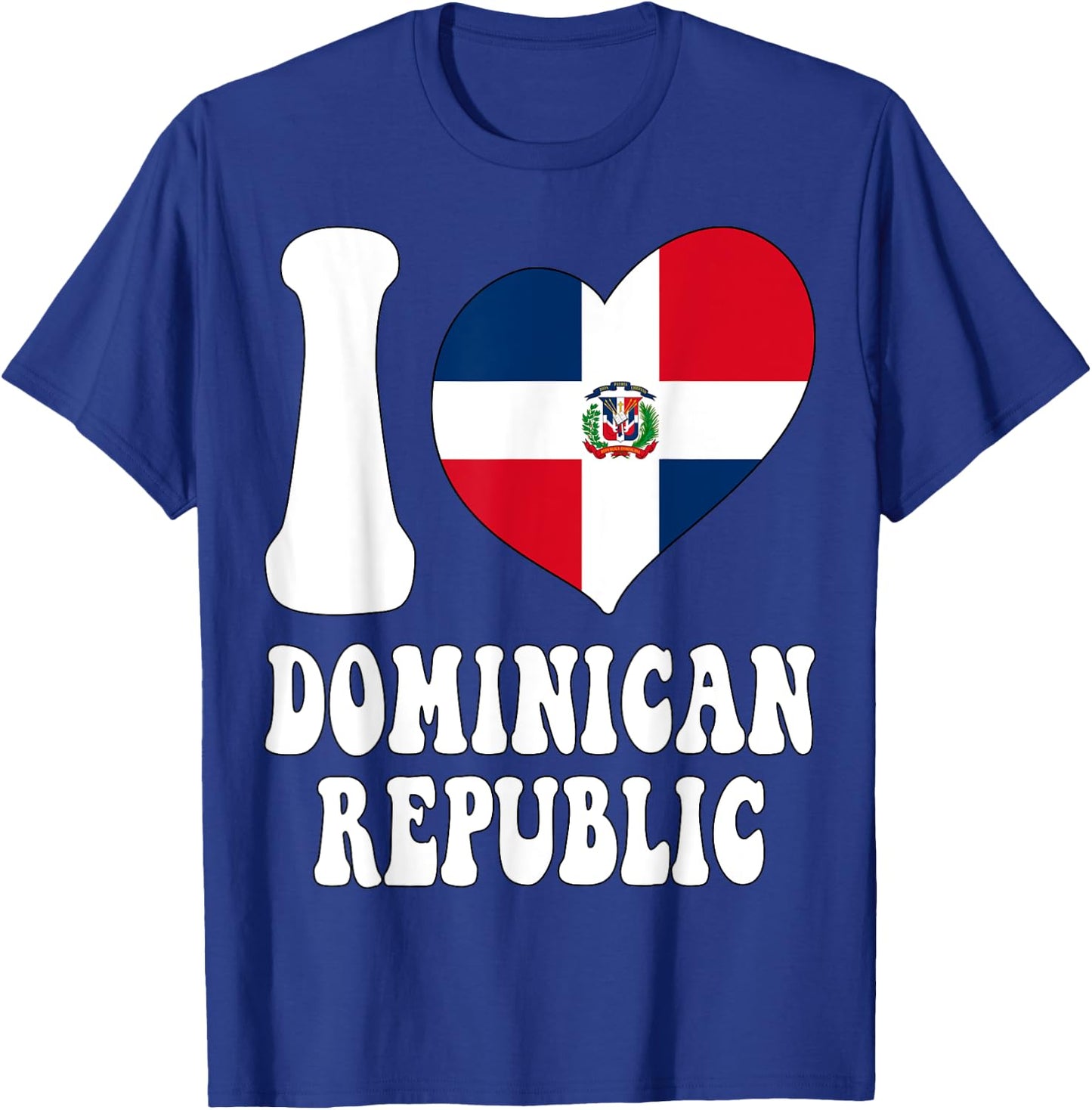 I Love Santo Domingo I Love Dominican Republic Flag Heart T-Shirt - T-Shirt | Royal