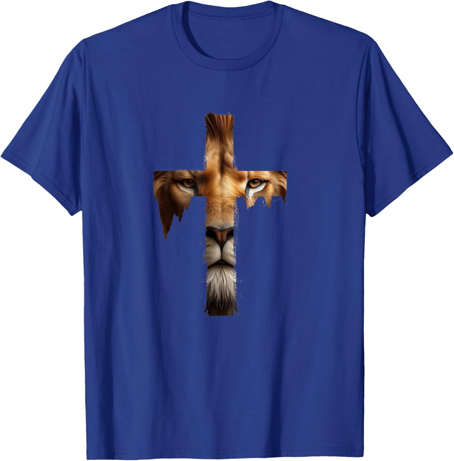 Vintage Jesus God Lion Cross Christian Faith Religion T-Shirt - T-Shirt | Royal