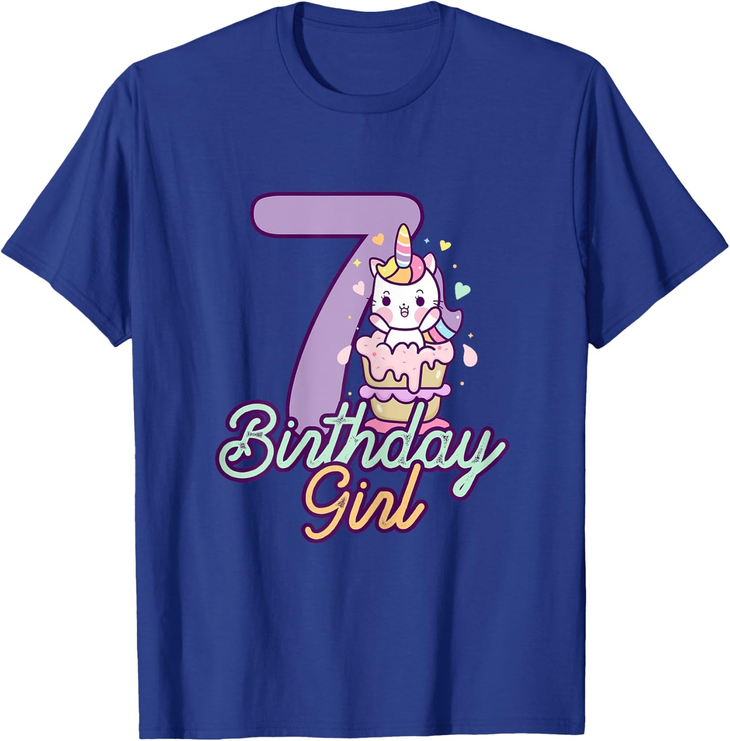 7 Years Old Birthday Girl Gifts Unicorn 7th Birthday T-Shirt - T-Shirt | Royal