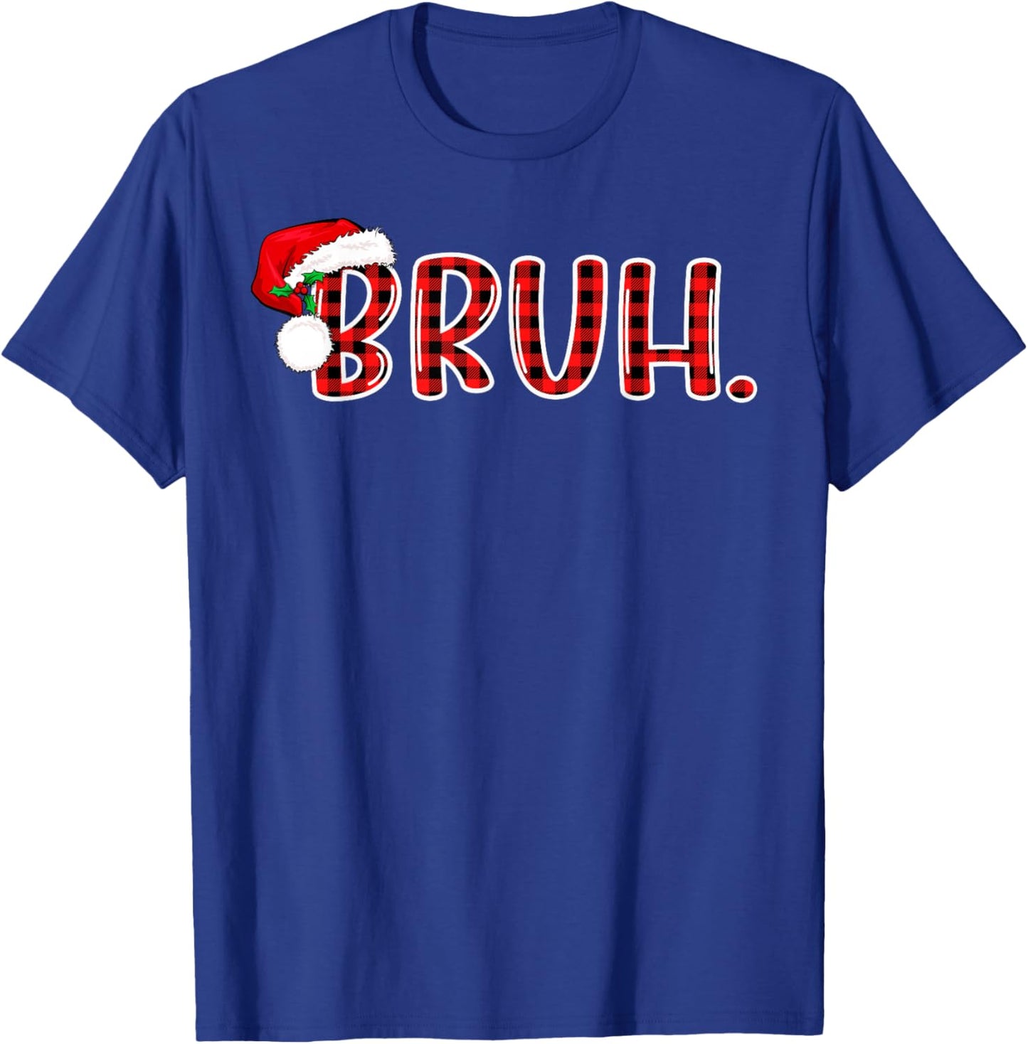 Bruh Funny Christmas Plaid Teens Boys Kids Xmas Pajamas T-Shirt - T-Shirt | Royal