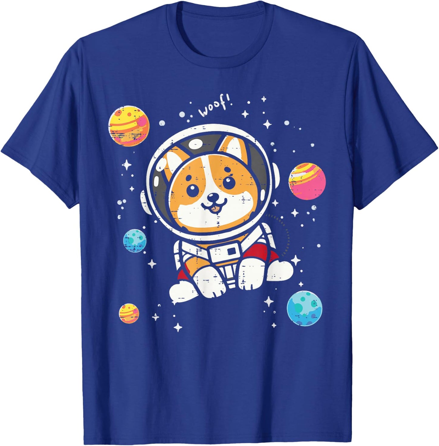 Astronaut Dog Welsh Corgi Woof Space Galaxy Men Women Kids T-Shirt - T-Shirt | Royal