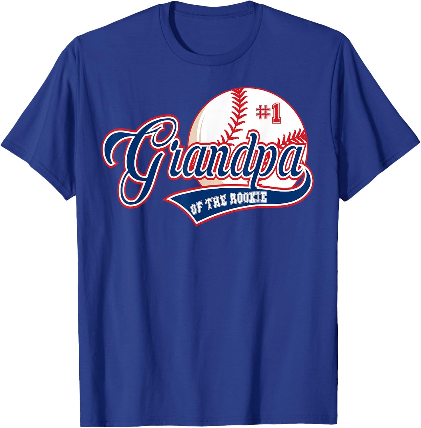 Grandpa Rookie of Year 1st Birthday Baseball Theme Matching T-Shirt - T-Shirt | Royal