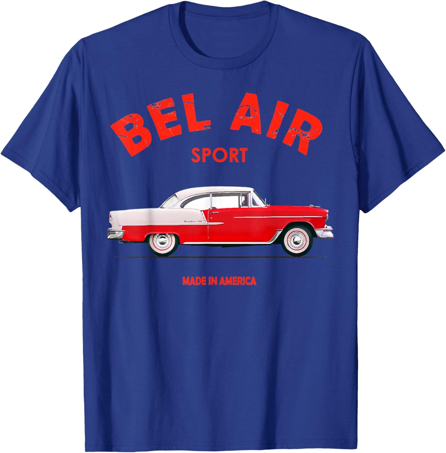 1955 55 Chevys Bel Air Sport Classic Vintage Muscle Car T-Shirt - T-Shirt | Royal
