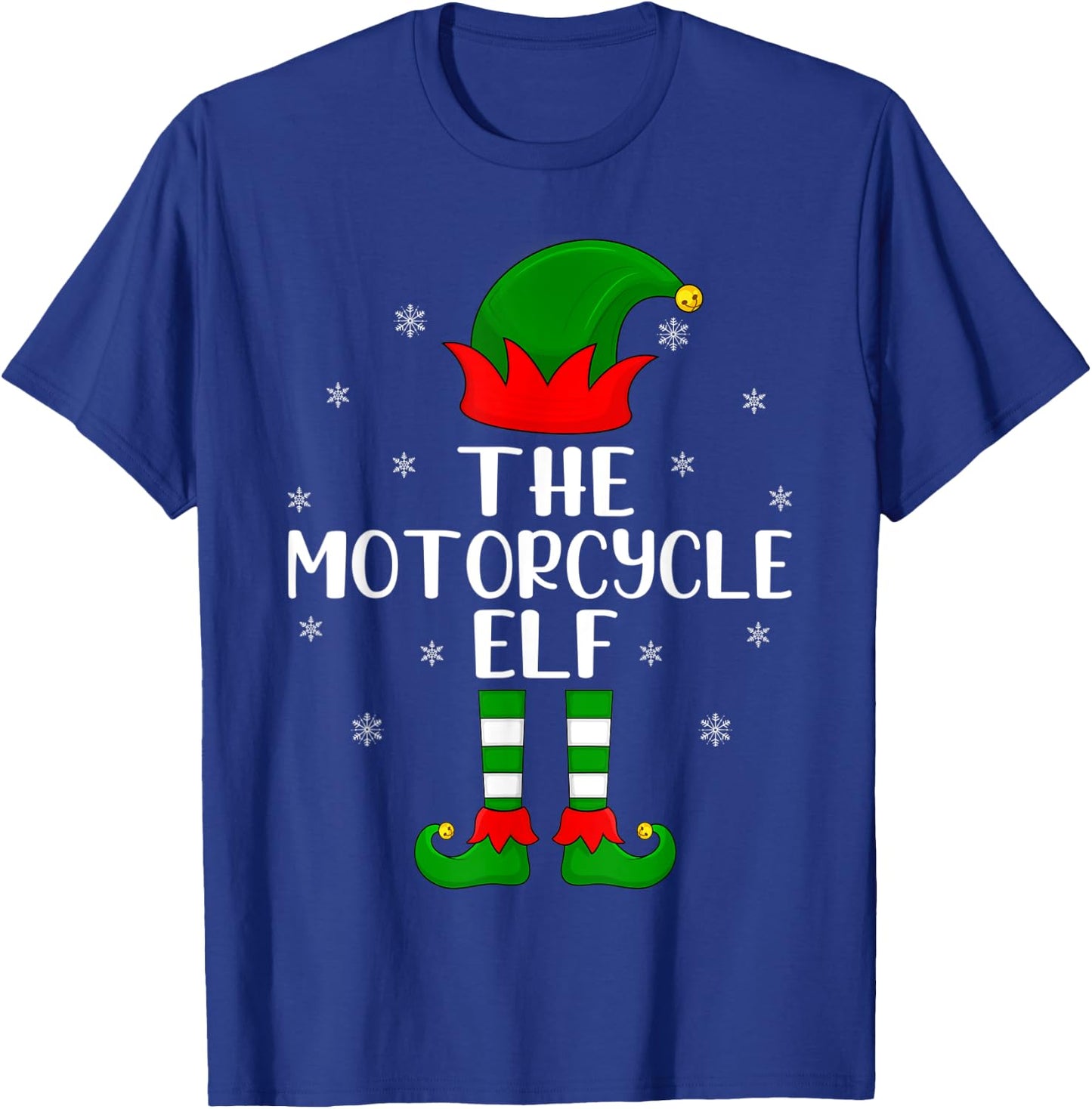 The Motorcycle Elf Christmas Party Matching Family Xmas T-Shirt - T-Shirt | Royal