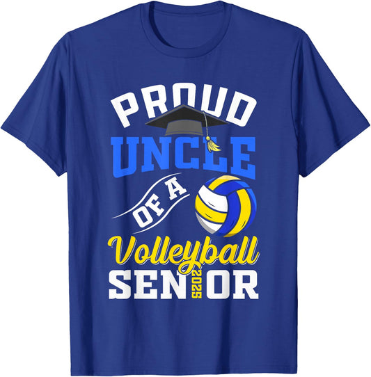 Proud uncle of a volleyball Senior class of 2025 graduation T-Shirt - T-Shirt | Royal