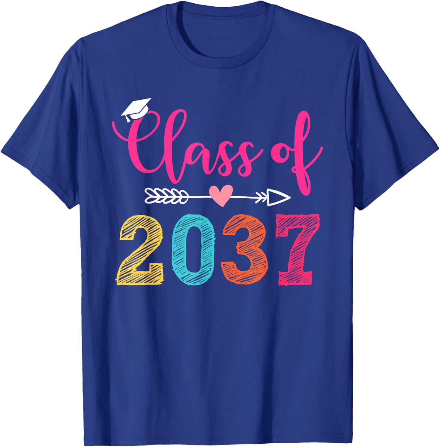 Class Of 2037 Pre K Grow With Me Graduation Boys Girls T-Shirt - T-Shirt | Royal