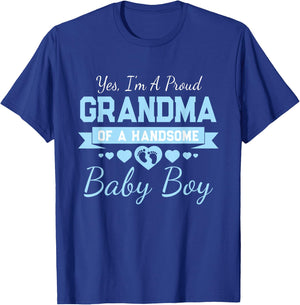 New Baby Announcement Boy 1st Time Grandma T-Shirt - T-Shirt | Royal