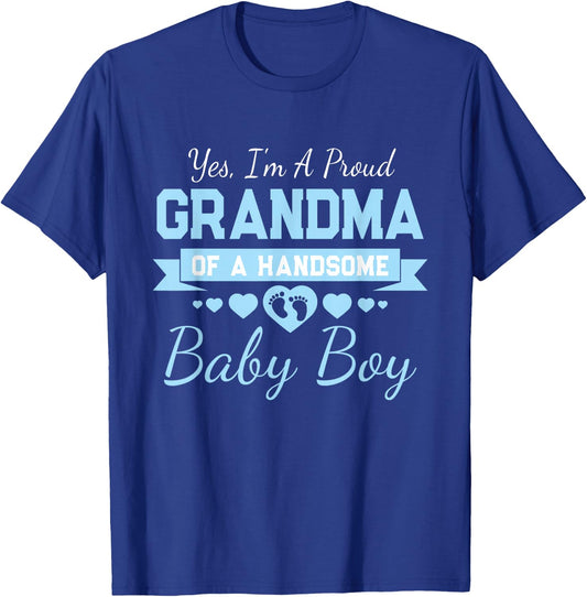New Baby Announcement Boy 1st Time Grandma T-Shirt - T-Shirt | Royal