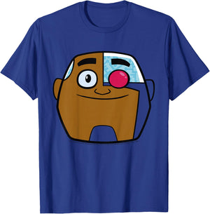 Kids DC Comics Teen Titans Go! Cyborg Big Face T-Shirt - T-Shirt | Royal