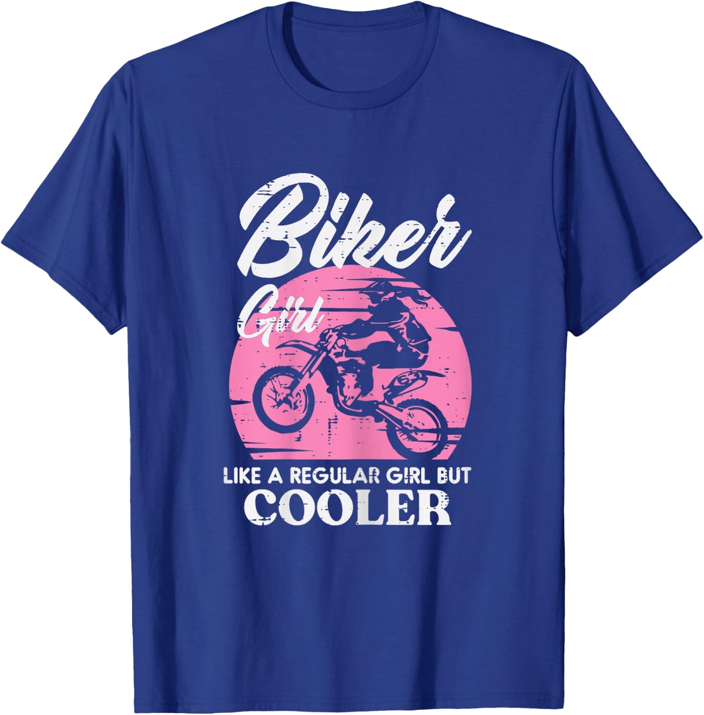 Biker Girl Like Regular But Cooler Motorcycle Women Kids T-Shirt - T-Shirt | Royal