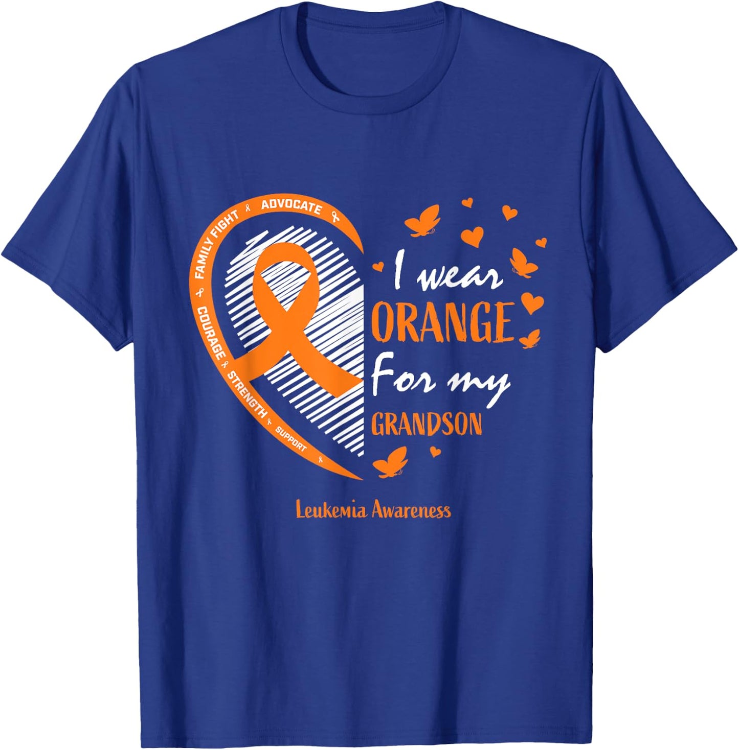 Men Women I Wear Orange For My Grandson Leukemia Awareness T-Shirt - T-Shirt | Royal