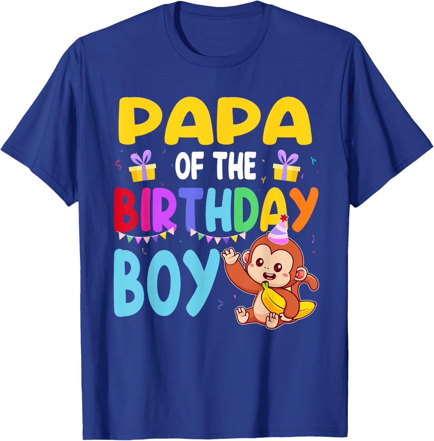 Papa Of The Birthday Boy Monkey Family Matching T-Shirt - T-Shirt | Royal
