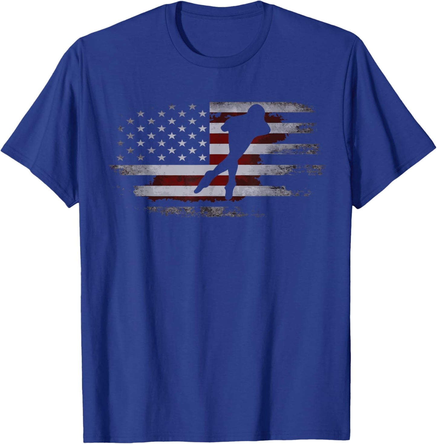 Inline Speed Skating American Flag Roller Blading T-Shirt - T-Shirt | Royal
