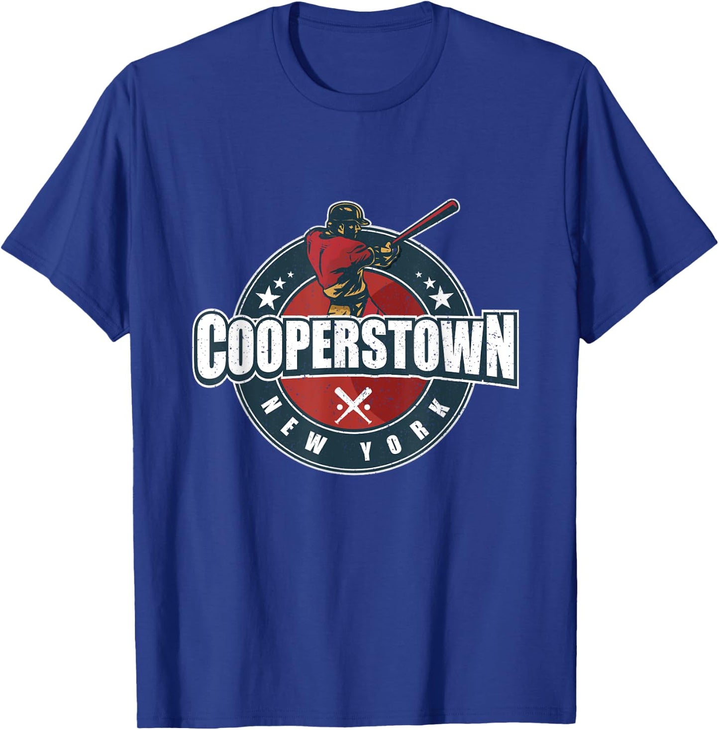 Vintage Baseball Badge Cooperstown New York Travel Souvenir T-Shirt - T-Shirt | Royal