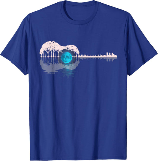Guitar Lake Shadow Guitarists Musician Acoustic Guitar Lover T-Shirt - T-Shirt | Royal
