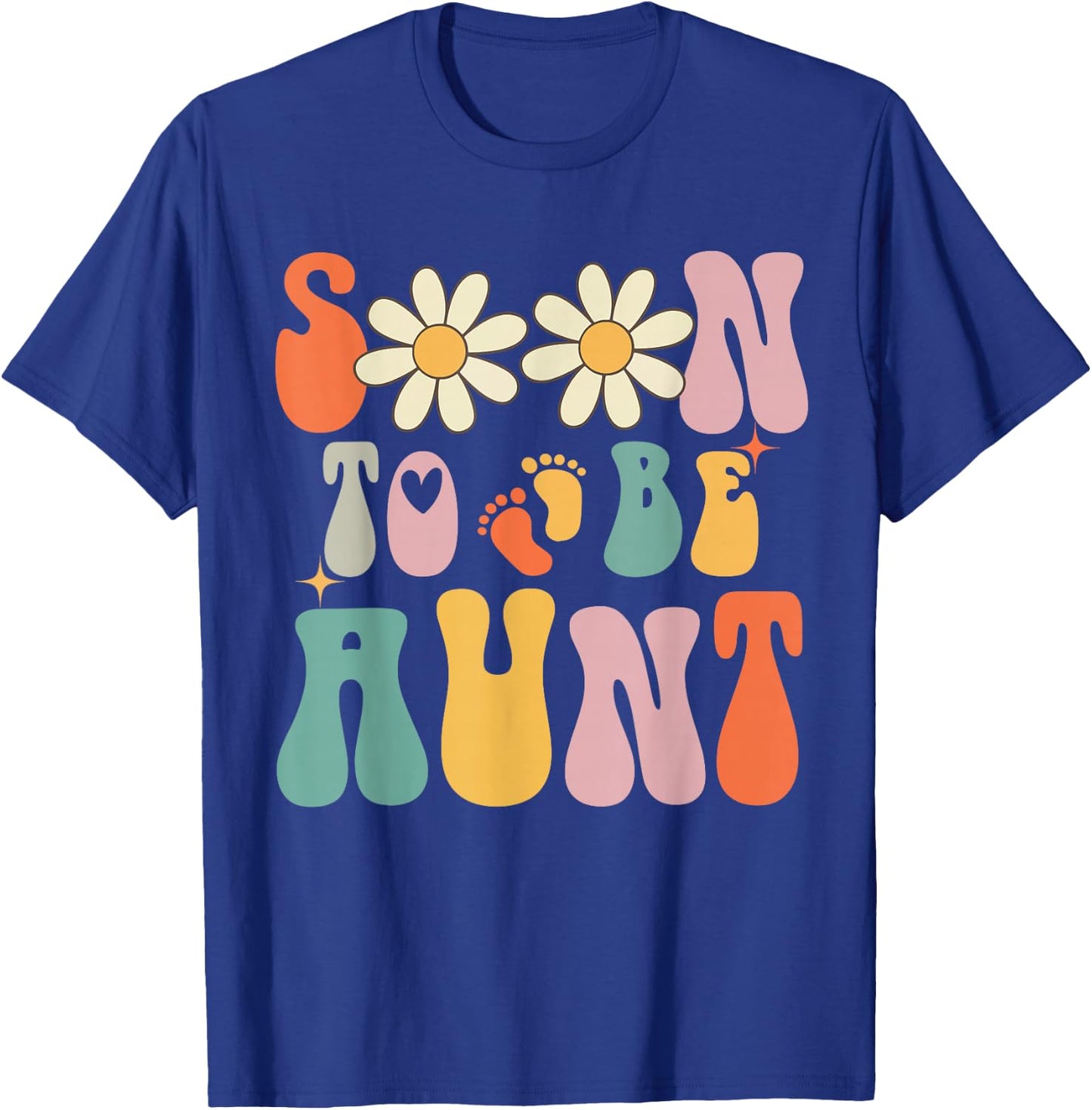 Soon To Be Aunt, Groovy Retro First Time Aunt, New Aunt 2025 , Small, Black T-Shirt - T-Shirt | Royal