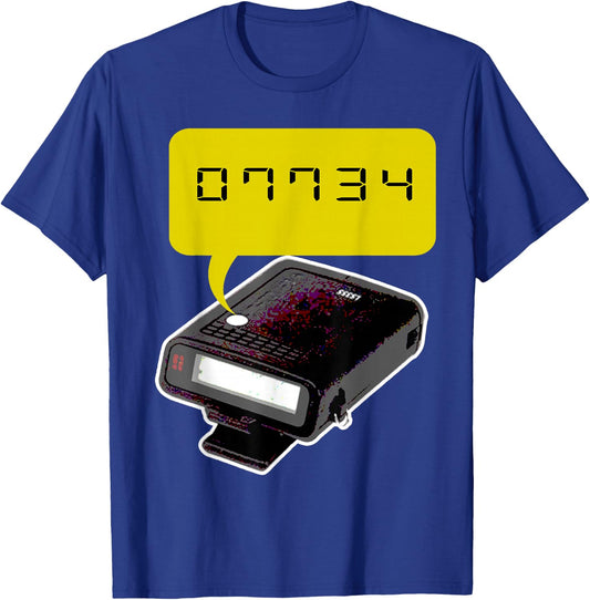 Old School Retro Tech 90s Pager Beeper Urban Phrase Hello T-Shirt - T-Shirt | Royal