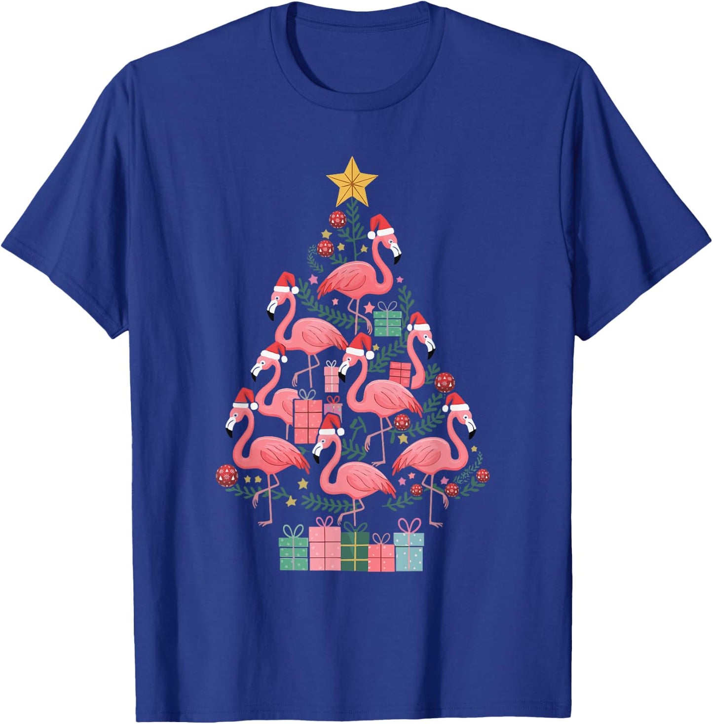 Flamingo Christmas Tree T-Shirt - T-Shirt | Royal