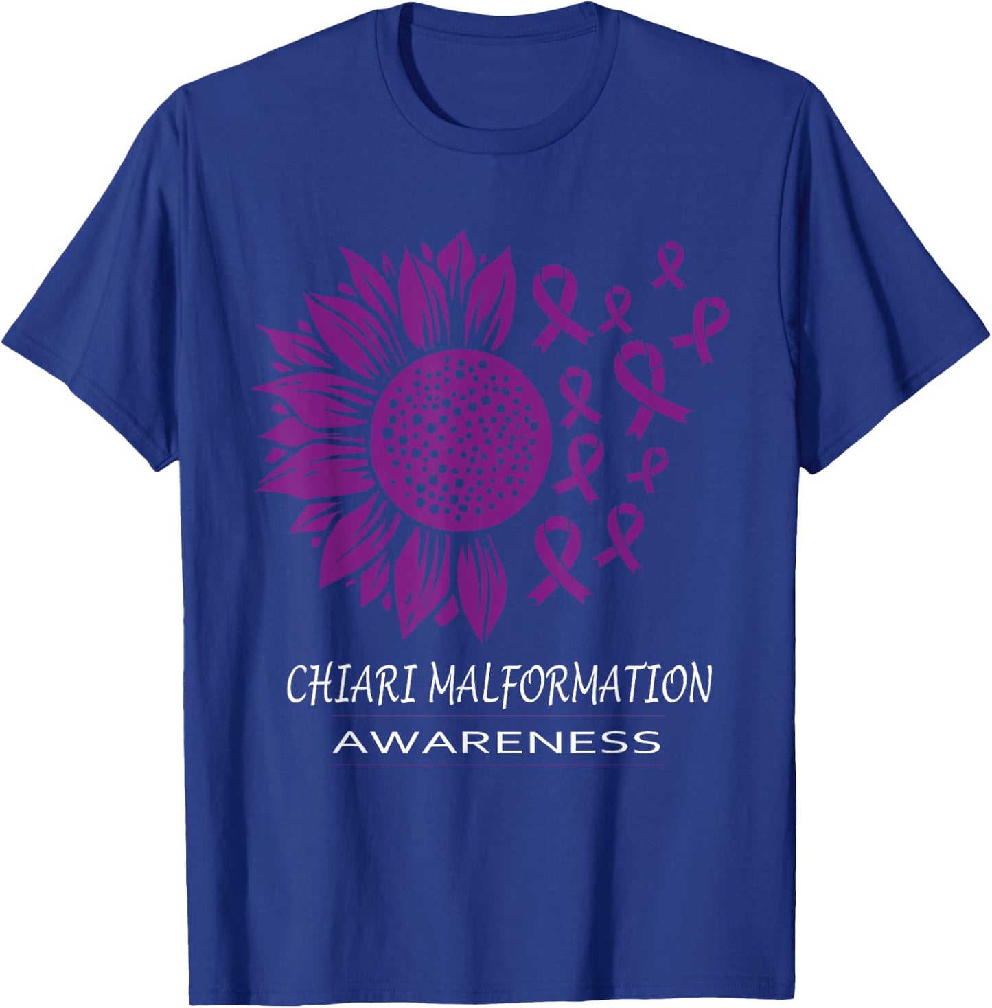 Wear Purple Chiari Malformation Awareness Sunflower T-Shirt - T-Shirt | Royal