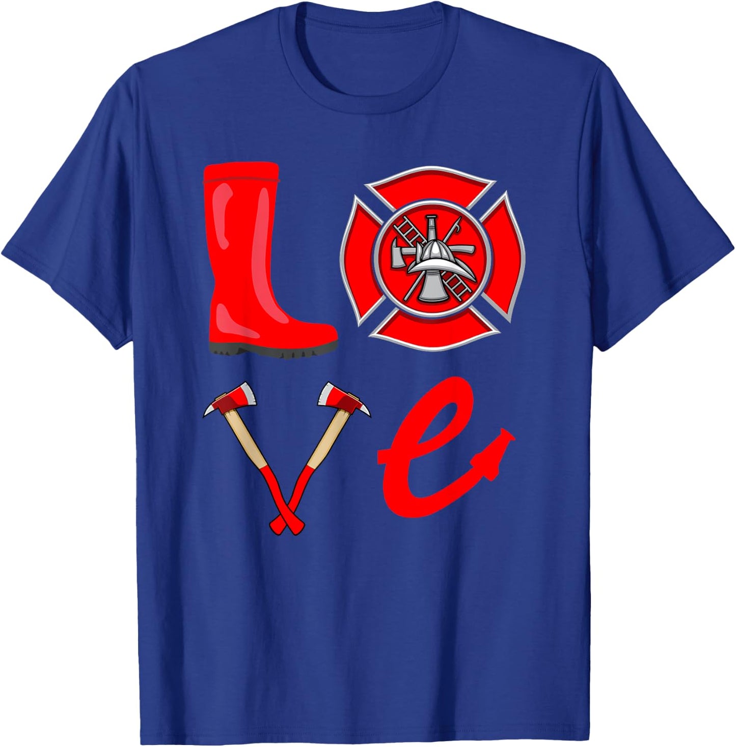 Love Firefighter Fireman Firefighting Fire Truck T-Shirt - T-Shirt | Royal