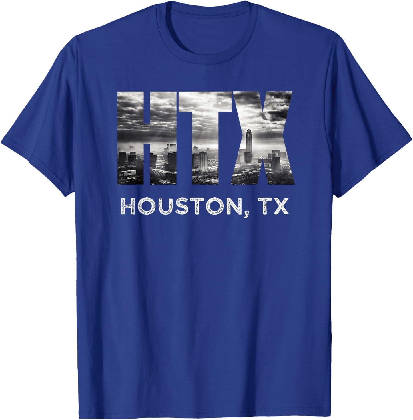 HTX City of Houston Skyline Art Downtown Texas Souvenir Gift T-Shirt - T-Shirt | Royal