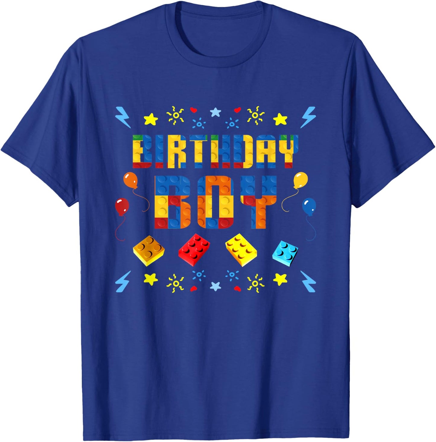 Birthday Boy Master Builder Building Blocks Matching Kids T-Shirt - T-Shirt | Royal