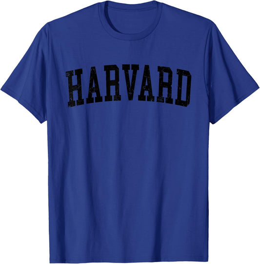 Vintage Harvard IL Distressed Black Varsity Style T-Shirt - T-Shirt | Royal