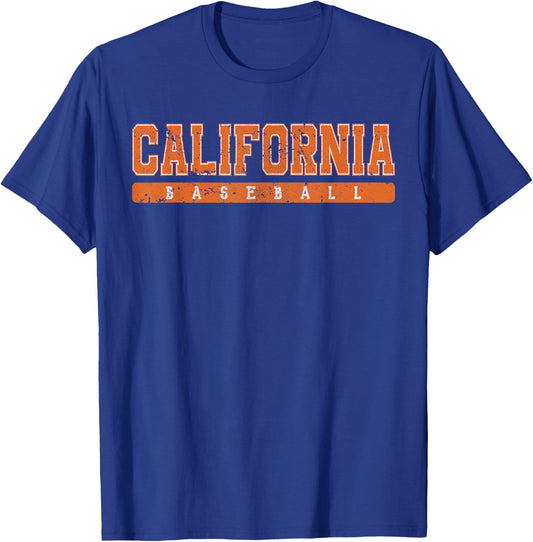 California Baseball Orange Vintage Text T-Shirt - T-Shirt | Royal