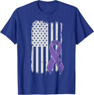 Testicular Cancer Awareness - Vintage USA American Flag T-Shirt - T-Shirt | Royal