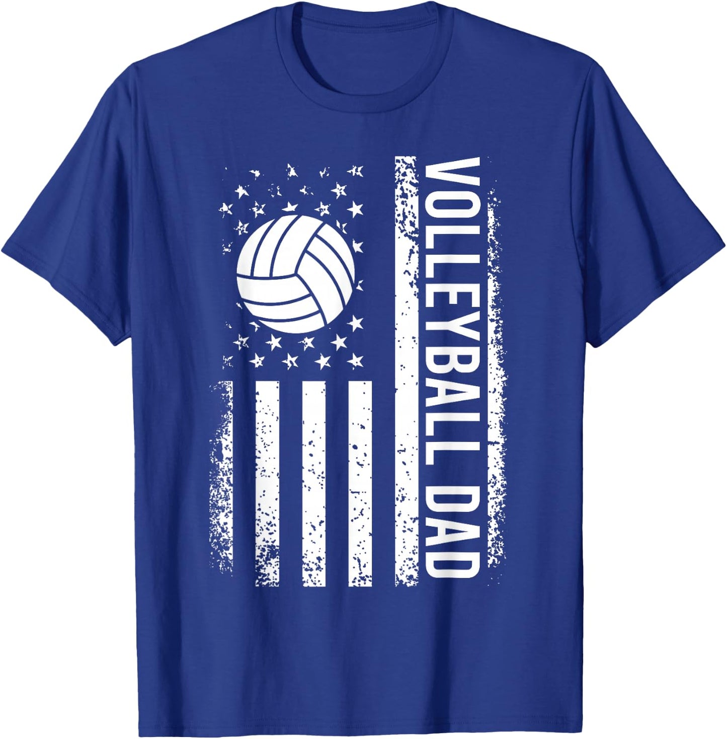Vintage Volleyball Dad USA Flag Retro Fathers Day Daddy Papa T-Shirt - T-Shirt | Royal