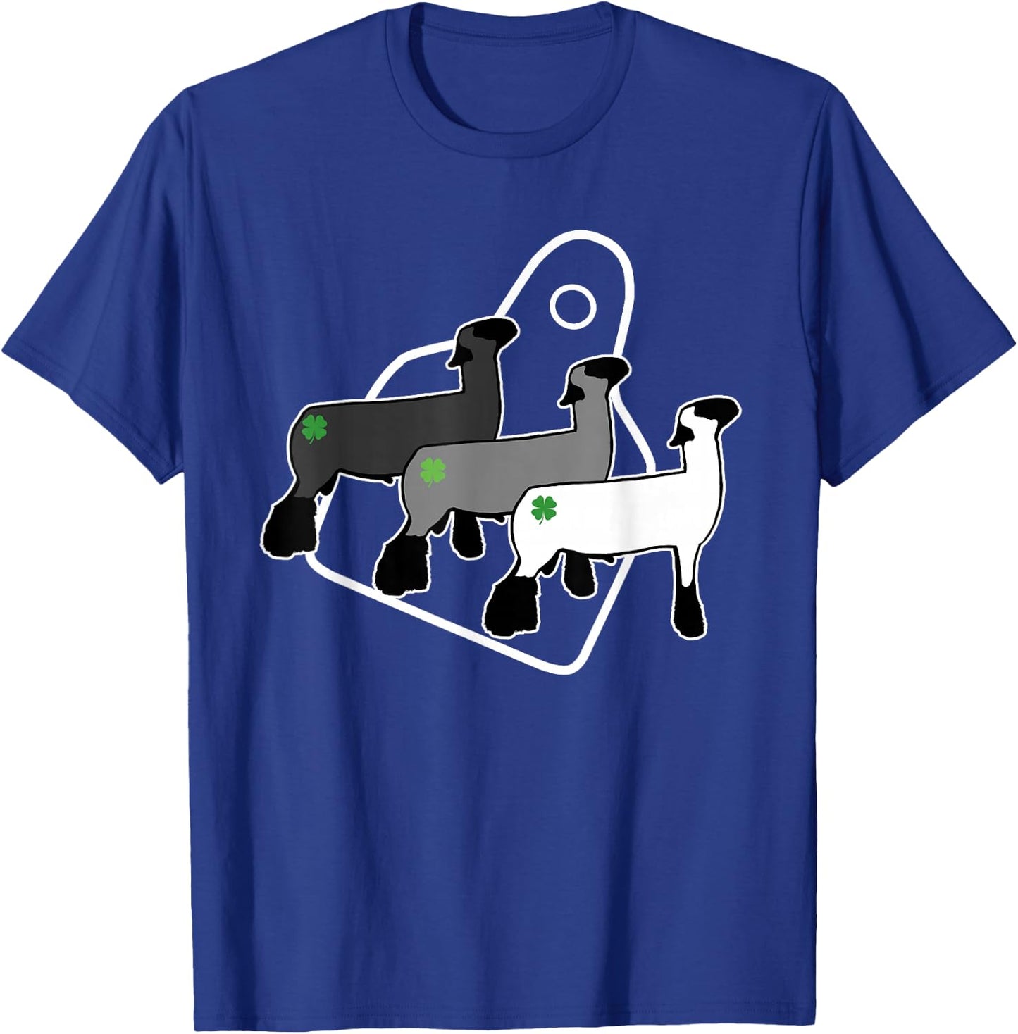 Show Club Lamb with Four Leaf Clovers and Eartags T-Shirt - T-Shirt | Royal