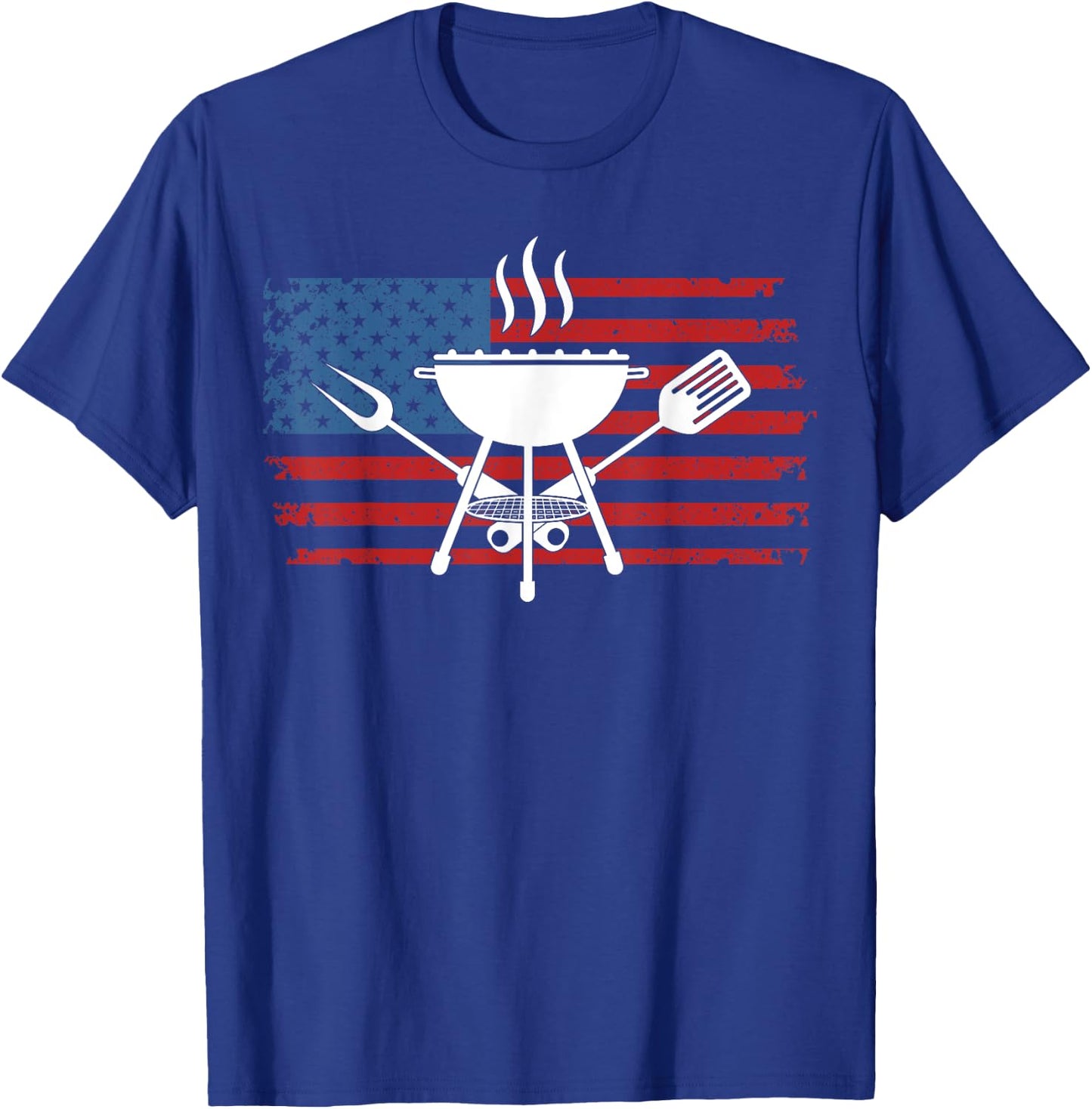 BBQ American Flag USA Barbecue Grill 4th Of July T-Shirt - T-Shirt | Royal