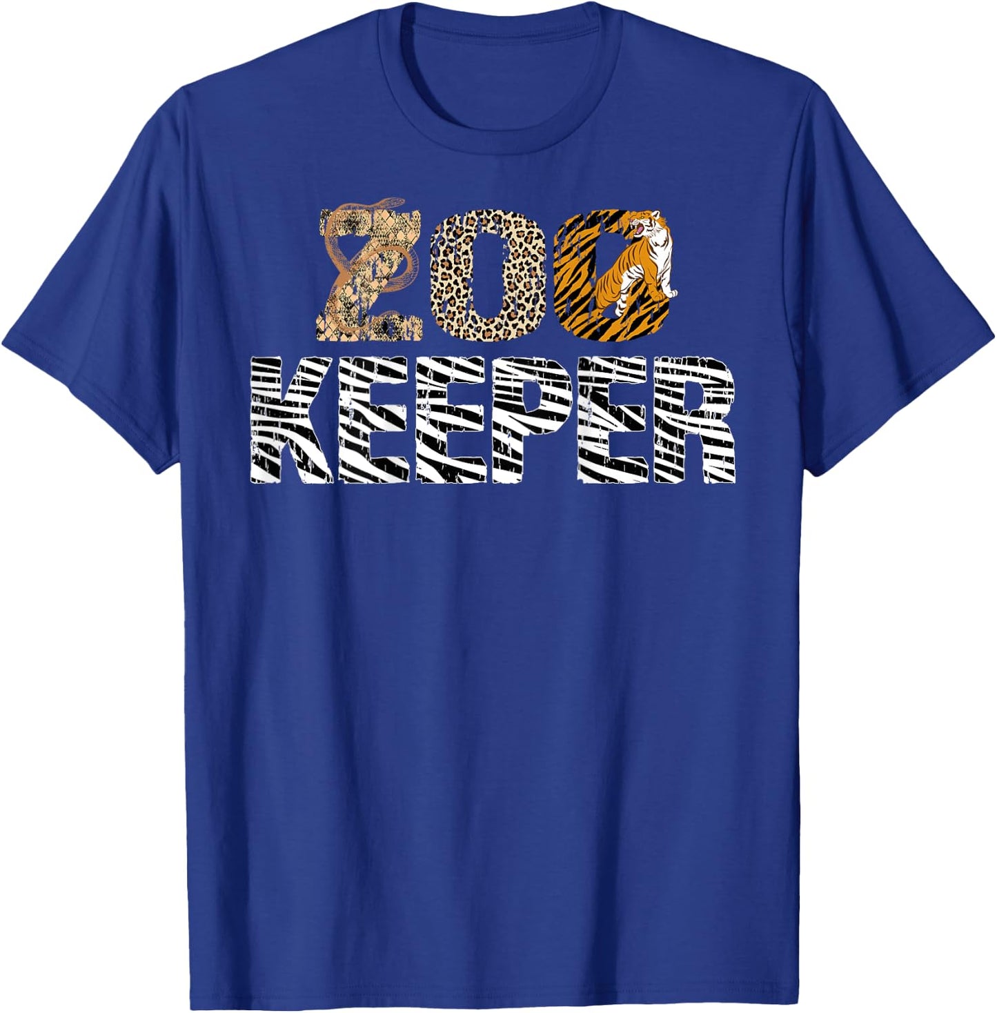 Zookeeper Costume African Animals Zebra Wild Print On Back T-Shirt - T-Shirt | Royal